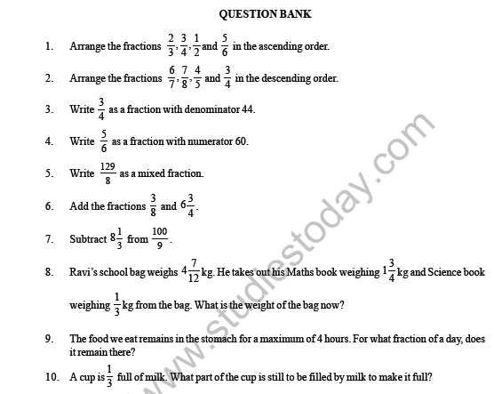 cbse-class-6-maths-fractions-question-bank